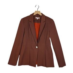 Nanette‎ Lepore Blazer Jacket Size 6 Brown Geometric One-Button Business Career